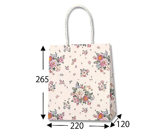 HEIKO 紙袋 Pスムース 22-12 ローズブーケ 25枚 華やかな花柄が施された紙袋が重なっている様子