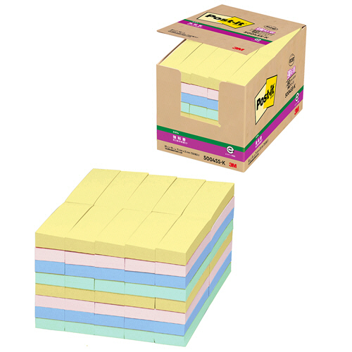 ﾎﾟｽﾄ･ｲｯﾄ 強粘着ふせん 75×25mm ﾊﾟｽﾃﾙｶﾗｰ4色 1ﾊﾟｯｸ(80冊)画像
