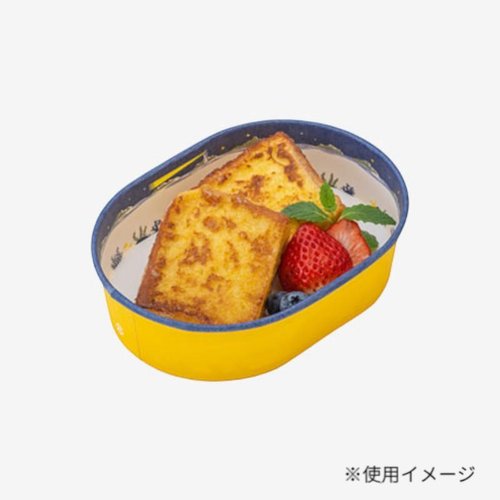 テイクアウト容器 紙コップ楕円型 海 NV/YE 東洋アルミエコープロダクツ 斜めからの視点で、色合いがグラデーションの楕円型の容器が並んでいる様子