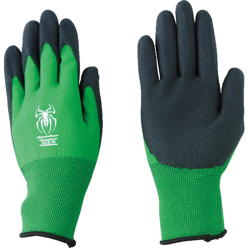 塩ﾋﾞ背抜き手袋 ｽﾊﾟｲﾀﾞｰ ｸﾞﾘｰﾝ M 1P 1双画像