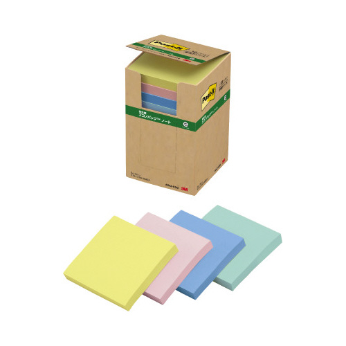 ポストイット　再生紙ノート　７５×７５　混色２４冊画像