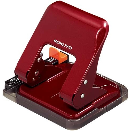 ２穴パンチ　ラクアケ　２５枚穿孔　レッド３個画像