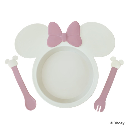 プレート スプーン＆フォーク セット ミニーマウス ベビー食器 子ども エクリュシリーズ画像
