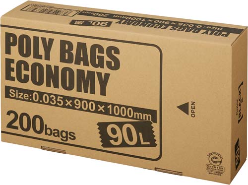 ポリバツグエコノミーＢＯＸ　低　９０Ｌ黒２００枚画像