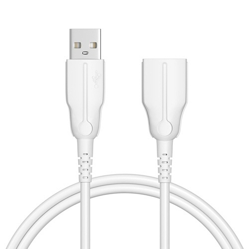 USB延長ケーブル　ホワイト　2m　1本 細長いホワイトのケーブルが巻かれた状態で見える。