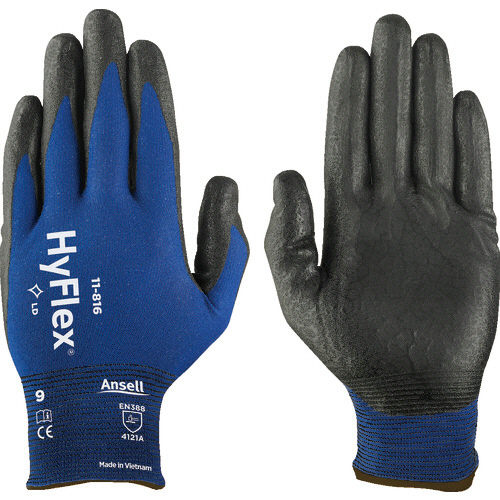 ﾆﾄﾘﾙ背抜き手袋 ﾊｲﾌﾚｯｸｽ 11-816 Lｻｲｽﾞ ﾌﾞﾙｰ/ﾌﾞﾗｯｸ 1双画像