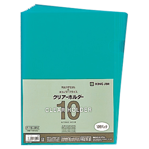 ｸﾘｱｰﾎﾙﾀﾞｰ A4ﾀﾃ ｶﾗｰPP 緑 1ｾｯﾄ(100枚:10枚×10ﾊﾟｯｸ)画像