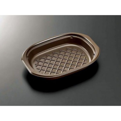 中央化学 軽食容器 BAKEQ オーバルロースター 500 茶 本体画像