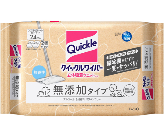 クイックルワイパー 立体吸着ウエットシート 無添加タイプ 24枚入画像
