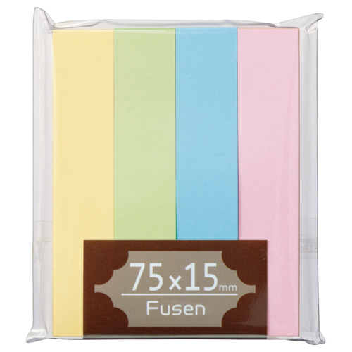 ふせん 75×15mm ﾊﾟｽﾃﾙｱｿｰﾄ 1ﾊﾟｯｸ(4冊)画像