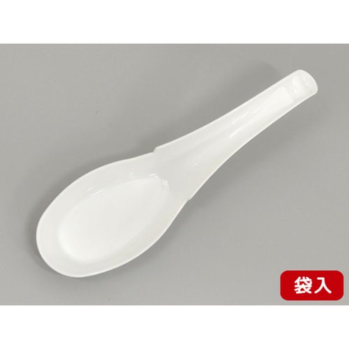 使い捨てレンゲ 袋入 レンゲスプーン アサヒ徳島 透明な袋に入った沢山の白いスプーンが並んでいる状態