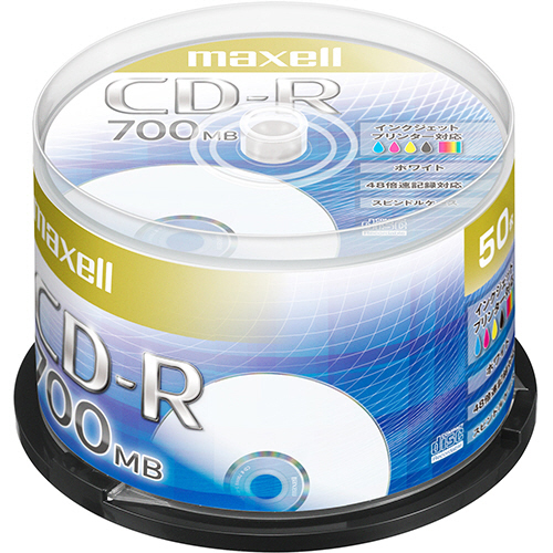 ﾃﾞｰﾀ用CD-R 700MB 2-48倍速 ﾎﾜｲﾄﾌﾟﾘﾝﾀﾌﾞﾙ ｽﾋﾟﾝﾄﾞﾙｹｰｽ 1ﾊﾟｯｸ(50枚)画像