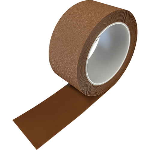 滑り止め　すべり止めテープ　ザラザラ　5cm×5M　ブラウン 茶色のざらざらした表面のテープがロール状で見える状態