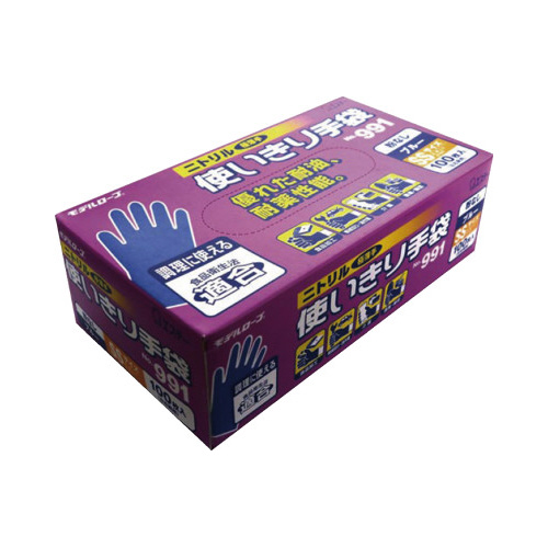 Ｎｏ．９９１　ニトリル使い捨て手袋ブルーＳＳ画像