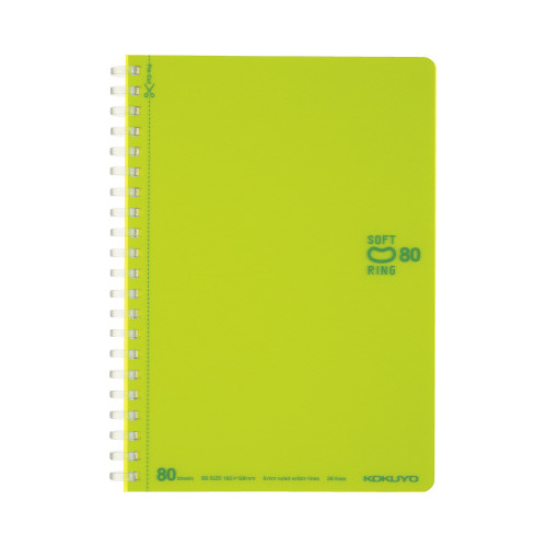 ソフトリングノート　ドット入Ｂ罫Ｂ６　８０枚　黄緑画像