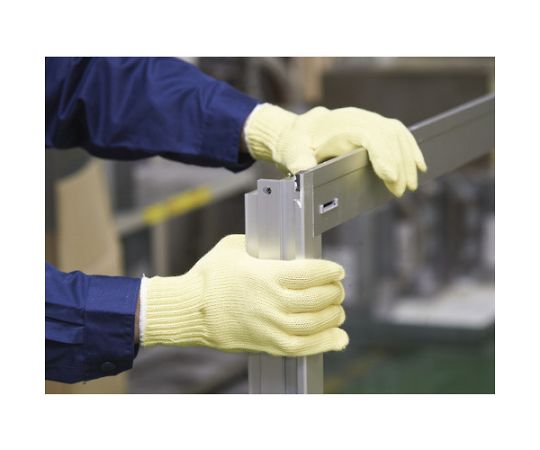 耐切創手袋 ケブラーK-100 L （10双入） 手袋が平らに置かれた状態で、素材感とデザインが際立つ姿