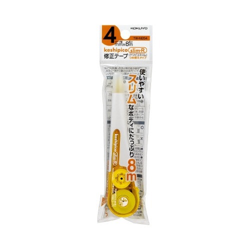 ケシピコスリム　詰替タイプ本体　幅4mm 透明な容器に収められた細長いチューブが見える状態