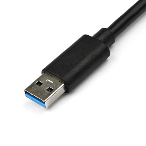 USB3.0-Gigabit　Ethernetアダプタ　ブラック　USBポート付　1個 黒いアダプタとUSBポートが並ぶ全景