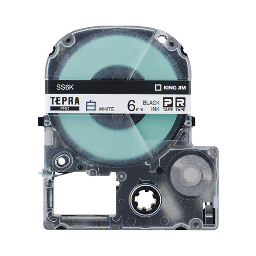 テプラ　ＰＲＯテープ　エコ　白色６ｍｍ　黒文字×５画像