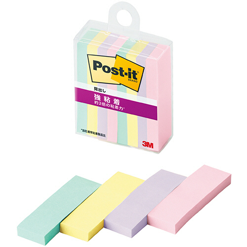 ﾎﾟｽﾄ･ｲｯﾄ 強粘着見出し ﾏﾙﾁｶﾗｰ5 50×15mm 4色 1ｾｯﾄ(80冊:8冊×10ﾊﾟｯｸ)画像