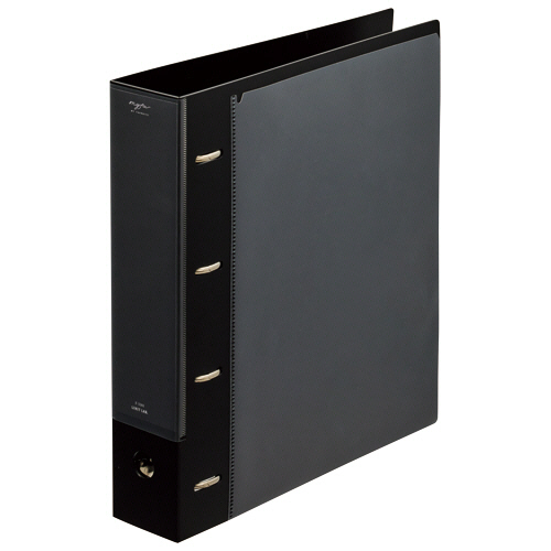 myfaｺﾚｸｼｮﾝﾌｧｲﾙ ﾜｲﾄﾞA4ﾀﾃ4穴 500枚収容50mmとじ背幅64mm ｼﾞｪｯﾄﾌﾞﾗｯｸ 1冊画像