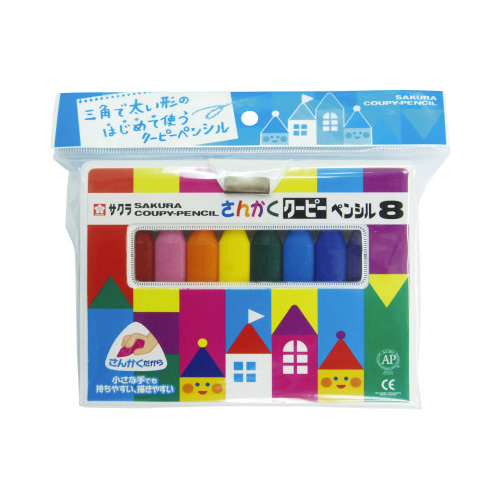 さんかくクーピーペンシル８色（フック）画像