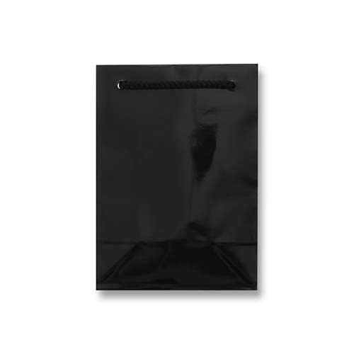 おしゃれなツヤあり仕様で、黒の手提げ紙袋