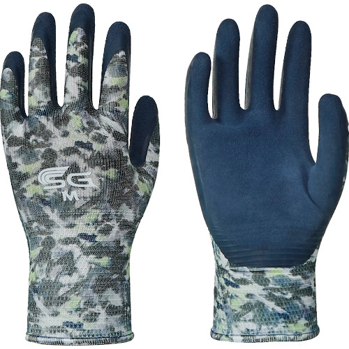 ﾄﾜﾛﾝ 天然ｺﾞﾑ背抜き手袋 SG-R107 ぼかし柄ｸﾞﾚｰ M 1双画像