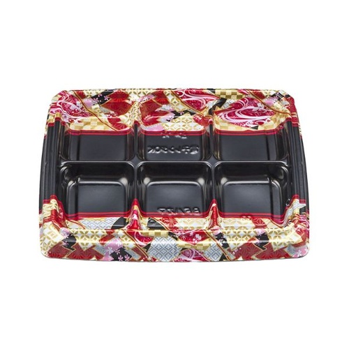 シーピー化成 弁当容器 BFハカマ膳5-6 鶴姫赤 本体(N)画像