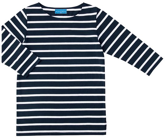 ボーダーTシャツ七分袖　ネイビーxホワイト　SS画像
