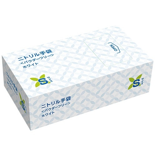 使いきりニトリル手袋 ホワイト パウダーフリー S 1箱(100枚)画像