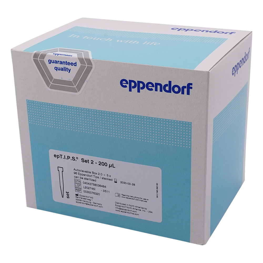 ピペットチップ(epTIPS)　セット　2～200μL　（96本/トレー×5＋ケース（空箱））
