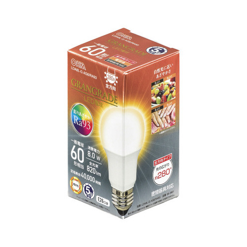 ＬＥＤ電球　Ｅ２６　６０形相当　電球色　高演色画像