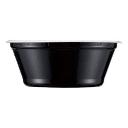 麺容器 DLV麺20(78)本体 白黒 エフピコ 真上から撮影された白黒の麺容器、滑らかな表面と無地のデザインが際立つ