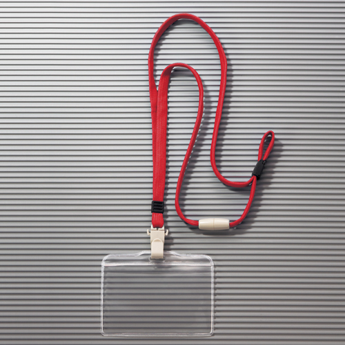 つりさげ名札 ﾖｺ型 ｿﾌﾄﾀｲﾌﾟ 平ひも ﾚｯﾄﾞ 1個画像