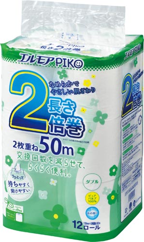 エルモアピコ２倍巻トイレット　ダブル５０ｍ　１２個画像