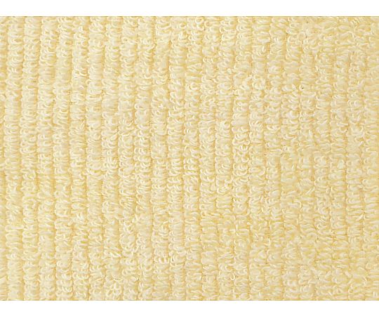 フェイスタオル2P 無撚糸リブカラー 34×80cm YELLOW 1セット（2枚×10袋入） 鮮やかなイエローのタオルが2枚、スタックされた状態で並んでいる。