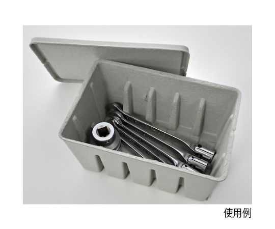パルプ製ツールボックスM グレー 蓋を開けた状態で内部が見えるツールボックス
