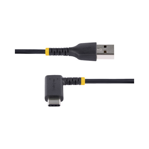 USB-A　-USB-Cケーブル15cmL型右向き ケーブルのL型コネクタが右側を向いている状態