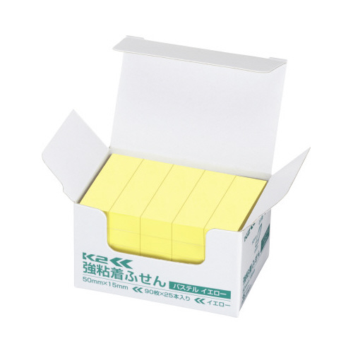 強粘着ふせん　Ｋ２　５０×１５　パステル黄色２５冊画像