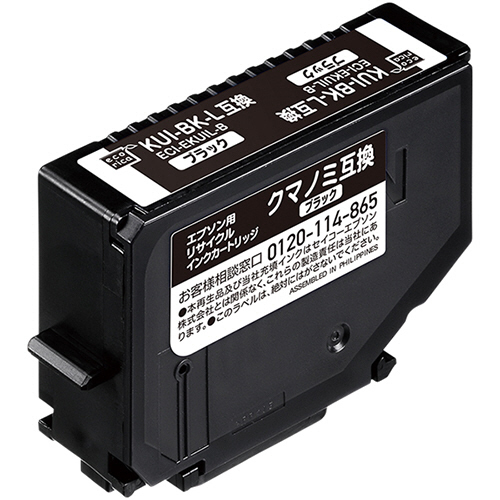 ﾘｻｲｸﾙｲﾝｸｶｰﾄﾘｯｼﾞ ﾌﾞﾗｯｸ(染料) [ｴﾌﾟｿﾝ:KUI-BK-L/ｸﾏﾉﾐ互換] 1個画像