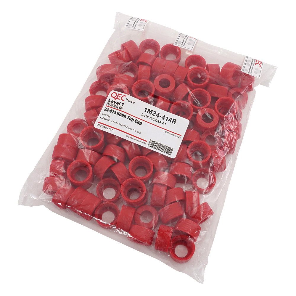 飲料水分析用EPAバイアル・VOC/VOA用 穴あきキャップ（赤）100個入画像