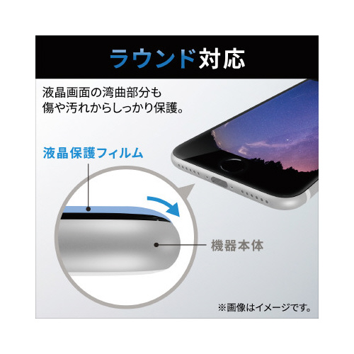 iPhoneSE　第3世代用フィルム　BLカット 商品の表面に反射する光と透明感が際立つフィルムの装着状況
