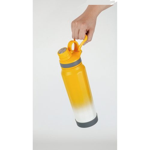水筒　フォルテック　キャリングボトル710ml　オレンジホワイト オレンジとホワイトのツートンカラーで、キャップが取り外された状態のボトル