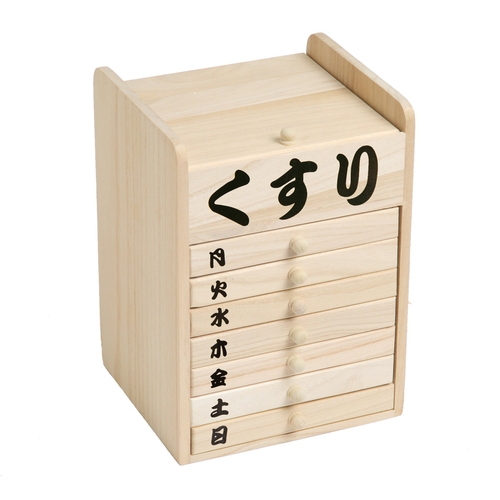 薬ケース 1週間分 桐 くすり箱画像