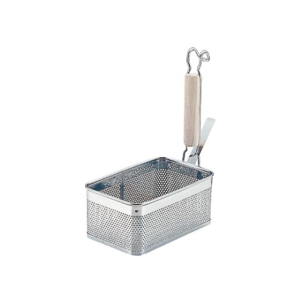 麺茹で用品 UK 角てぼ・縦型〈L〉木柄 YUKIWA画像