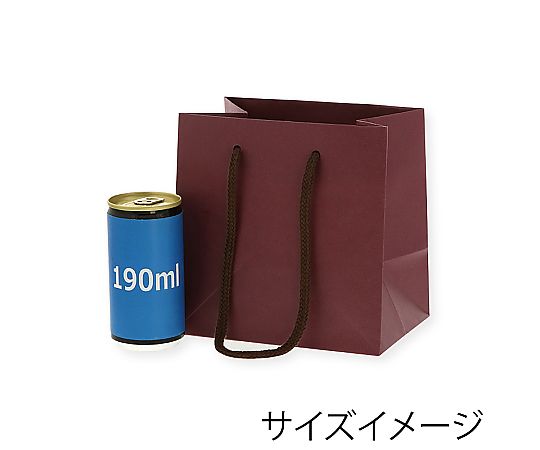 手提げ紙袋　カラーチャームバッグ　エンジ　10枚 鮮やかなエンジ色の手提げ紙袋が立てて並んでいる様子