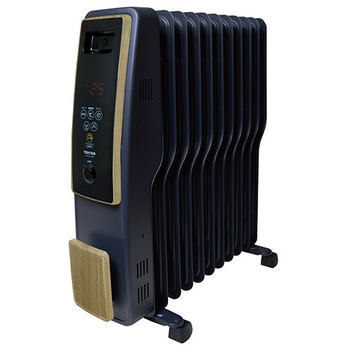 TEKNOS　オイルヒーター(デジタル表示)　木目×つや消しブラック　1台画像