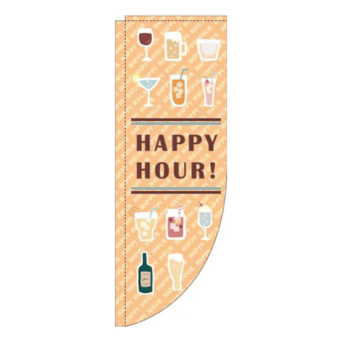 ハッピーアワー英字オレンジRのぼり(棒袋仕様)画像