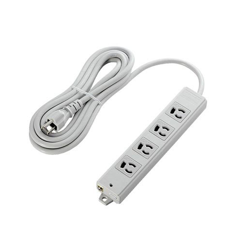 工事用抜け止めタップ　３Ｐ　４個口　３ｍ　グレー画像